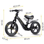 Kétkerekű futóbicikli, Ricokids Funnu, fekete, magnézium váz, EVA habkerekek 29 cm, állítható ülésmagasság 35-42 cm, gumírozott markolatok ütközőkkel, könnyű