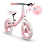 Kétkerekű futóbicikli, Ricokids Fun Adventure, rózsaszín, acél váz, EVA hab kerekek 29 cm, állítható ülésmagasság 32–42 cm, hátsó fék, ultrakönnyű