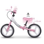 Kétkerekű futóbicikli, Ricokids Fun Adventure, pink, acél váz, EVA hab kerekek 29 cm, állítható ülésmagasság 32–42 cm, hátsó fék, ultrakönnyű