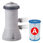 INTEX MetalPrism Set kör alakú medence szett 366 x 76 cm, 2m³ papírszűrős vízforgató rendszerrel, Hydro Aeration befúvóval, 6503 literes, szürke (26712)