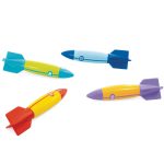 Víz alatti játék, Intex, Torpedók, 12 × 3 × 3 cm, többszínű, puha rugalmas anyagból, kemény markolattal, 4 darabos szett (55508)