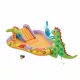 Felfújható vízi játék, Intex Dino Park, 201 × 157 × 69 cm, zöld, dinoszaurusz mintás, csúszdával, labdákkal, locsolótömlőre csatlakoztatható zuhannyal (56139)
