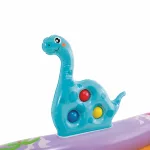 Felfújható vízi játék, Intex Dino Park, 201 × 157 × 69 cm, zöld, dinoszaurusz mintás, csúszdával, labdákkal, locsolótömlőre csatlakoztatható zuhannyal (56139)