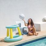 Úszó kosárlabda szett, Intex Mega, 86 × 64 cm, többszínű, felfújható palánkkal, kosárlabdával, javítófolttal (56500)