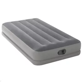   Felfújható vendégágy, Intex Twin Prestige középmagas matrac, 99 x 191 x 30 cm, szürke, egyszemélyes, szálas belső szerkezettel, puha felülettel, beépített USB-s elektromos pumpával (64112)