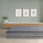 Felfújható vendégágy, Intex Queen Prestige középmagas matrac, 152 x 203 x 30 cm, szürke, kétszemélyes, szálas belső szerkezettel, puha felülettel, beépített USB-s elektromos pumpával (64114)