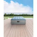 Felfújható vendégágy, Intex Dupla Dura-Beam középmagas komfort matrac, 99 x 191 x 36 cm, világoskék, egyszemélyes, szálas belső szerkezettel, puha felülettel, beépített USB-s elektromos pumpával (64157)