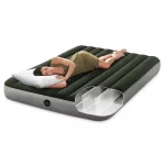 INTEX Queen Dura Beam felfújható vendégágy, 152 x 203 x 25 cm, szürke, plüss felső rész, vízálló, elemes pumpával (64779)