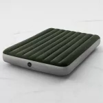 INTEX Queen Dura Beam felfújható vendégágy, 152 x 203 x 25 cm, szürke, plüss felső rész, vízálló, elemes pumpával (64779)