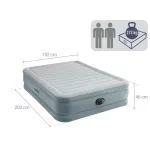 Felfújható vendégágy, Intex Queen Prémium Comfort, 203 x 152 x 46 cm, szarufa mintás, kétszemélyes, megerősített szálas belső szerkezet, beépített elektromos pumpával, fejtámlával, 272 kg teherbírással (64824)