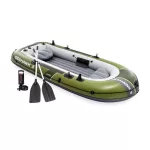 Felfújható csónak szett, Intex Seahawk 3, 295 x 137 x 43 cm, zöld, háromszemélyes, megerősített PVC, pumpával és evezőkkel (66333)