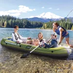 Felfújható csónak szett, Intex Seahawk 3, 295 x 137 x 43 cm, zöld, háromszemélyes, megerősített PVC, pumpával és evezőkkel (66333)