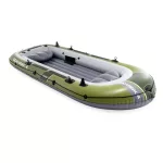 Felfújható csónak szett, Intex Seahawk 4, 351 x 145 x 48 cm, zöld, négyszemélyes, megerősített PVC, pumpával és evezőkkel (66334)