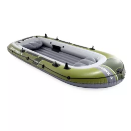   Felfújható csónak szett, Intex Seahawk 4, 351 x 145 x 48 cm, zöld, négyszemélyes, megerősített PVC, pumpával és evezőkkel (66334)