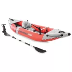 Felfújható kajak, Intex Excursion Pro K1, 305 x 91 x 46 cm, piros/szürke, egyszemélyes, megerősített PVC, felfújható üléssel, pumpával és evezőkkel (68303)