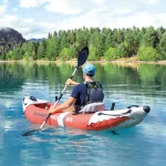 Felfújható kajak, Intex Excursion Pro K1, 305 x 91 x 46 cm, piros/szürke, egyszemélyes, megerősített PVC, felfújható üléssel, pumpával és evezőkkel (68303)
