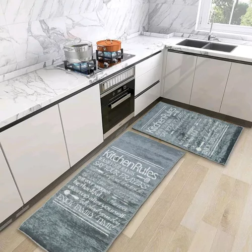 TOP! My. SIL Konyhai szőnyeg 2 részes szett 38x58cm+38x117cm-rules szürke