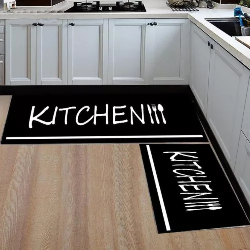 TOP! MY. SIL Konyhai szőnyeg 2 részes szett 38x58cm+38x117cm-fekete kitchen