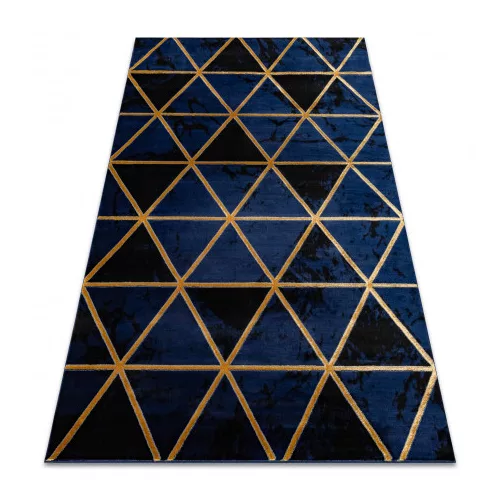 TOP! Kab. EMERALD szőnyeg 1020 glamour, elegáns márvány, háromszögek sötétkék / arany 120x170 cm