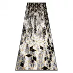 TOP! Kab. Modern GLOSS szőnyeg, futószőnyeg 409A 82 Kocka elegáns, glamour, art deco fekete / szürke / arany 60x300 cm