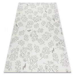  TOP! Kab. Fonott sizal flat szőnyeg 48774/367 Levelek Madarak krém szürke 160x230 cm
