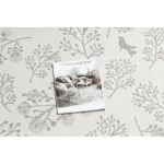 TOP! Kab. Fonott sizal flat szőnyeg 48774/367 Levelek Madarak krém szürke 160x230 cm