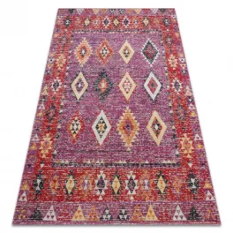   TOP! Kab. Modern szőnyeg MUNDO D7701 gyémánt boho szabadtéri rózsaszín / bézs  140x190 cm