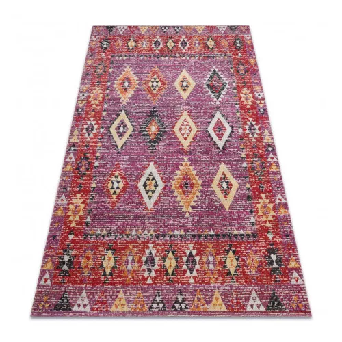 TOP! Kab. Modern szőnyeg MUNDO D7701 gyémánt boho szabadtéri rózsaszín / bézs  140x190 cm