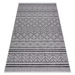  TOP! Kab. Fonott sizal szőnyeg SION Cikcakk, gyémánt Boho 22168 lapos szövött fekete / ecru 140x190 cm