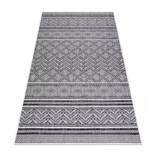 TOP! Kab. Fonott sizal szőnyeg SION Cikcakk, gyémánt Boho 22168 lapos szövött fekete / ecru 140x190 cm