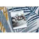 TOP! Kab. Fonott sizal szőnyeg COOPER pálmalevelek, tropikus 22258 ecru / sötétkék 120x170 cm