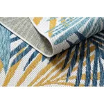 TOP! Kab. Fonott sizal szőnyeg COOPER pálmalevelek, tropikus 22258 ecru / sötétkék 120x170 cm