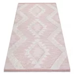 TOP! Kab. Fonott Sizal szőnyeg boho MOROC gyémánt 22312 rojt - két szintű gyapjú rózsaszín / krém, újrahasznosított szőnyeg 117x170 cm