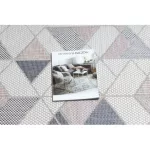 TOP! Kab. Fonott sizal szőnyeg SION futószőnyeg Geometriai, háromszögek 3006 lapos szövött ecru / rózsaszín 60x250 cm