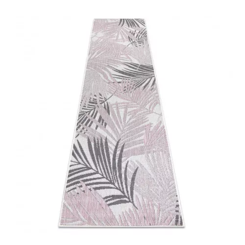 TOP! Kab. Fonott sizal szőnyeg SION futószőnyeg, pálmalevelek, tropikus 2837 lapos szövött ecru / rózsaszín 70x200 cm