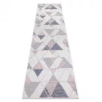 TOP! Kab. Fonott sizal szőnyeg SION futószőnyeg Geometriai, háromszögek 3006 lapos szövött ecru / rózsaszín 80x300 cm