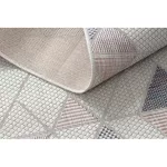 TOP! Kab. Fonott sizal szőnyeg SION futószőnyeg Geometriai, háromszögek 3006 lapos szövött ecru / rózsaszín 80x300 cm