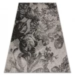 TOP! Kab. Fonott sizal floorlux szőnyeg 20491 virágok ezüst / fekete 240x330 cm