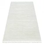 TOP! Kab. Szőnyeg SEVILLA AC53B csíkok fehér ehér Rojt BERBER shaggy 140x190 cm