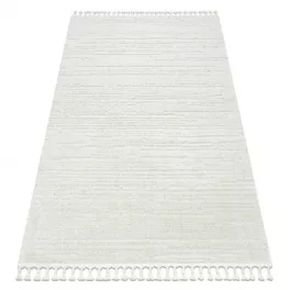   TOP! Kab. Szőnyeg SEVILLA AC53B csíkok fehér ehér Rojt BERBER shaggy 140x190 cm