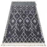 TOP! Kab. Szőnyeg BERBER TANGER B5940 szürke / fehér Rojt shaggy 120x170 cm