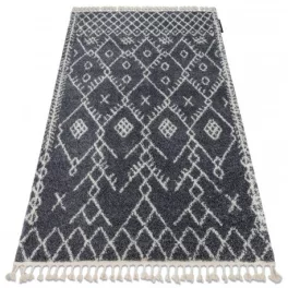   TOP! Kab. Szőnyeg BERBER TANGER B5940 szürke / fehér Rojt shaggy 120x170 cm
