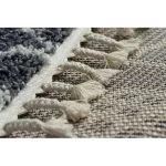TOP! Kab. Szőnyeg BERBER TANGER B5940 szürke / fehér Rojt shaggy 120x170 cm