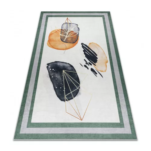 TOP! Kab. ANDRE 1088 mosható szőnyeg Absztrakció csúszásgátló - fehér / zöld 160x220 cm