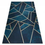 TOP! Kab. ANDRE 1173 mosható szőnyeg mozaik, geometriai csúszásgátló - türkiz / arany 120x170 cm