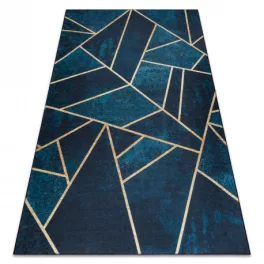   TOP! Kab. ANDRE 1173 mosható szőnyeg mozaik, geometriai csúszásgátló - türkiz / arany 120x170 cm