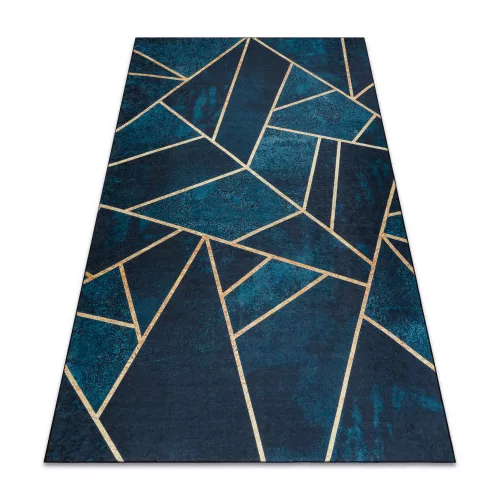 TOP! Kab. ANDRE 1173 mosható szőnyeg mozaik, geometriai csúszásgátló - türkiz / arany 120x170 cm