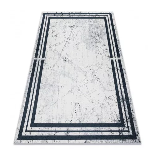 TOP! Kab. ANDRE 1023 mosható szőnyeg Márvány csúszásgátló - fekete / fehér 80x150 cm