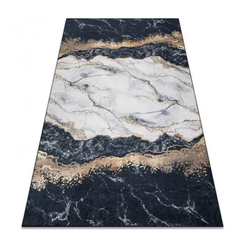 TOP! Kab. ANDRE 1124 mosható szőnyeg Márvány csúszásgátló - fekete 80x150 cm