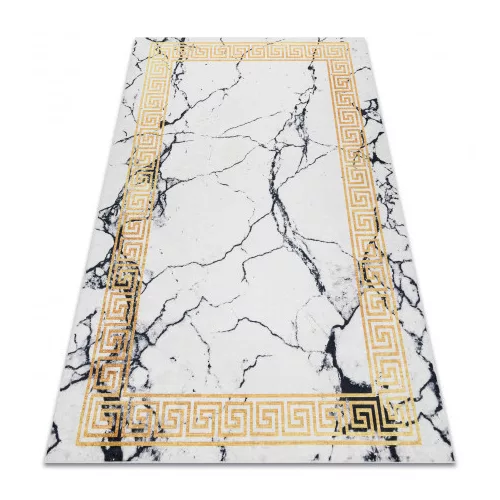 TOP! Kab. ANDRE 1126 mosható szőnyeg Márvány, görög csúszásgátló - fehér / arany 80x150 cm